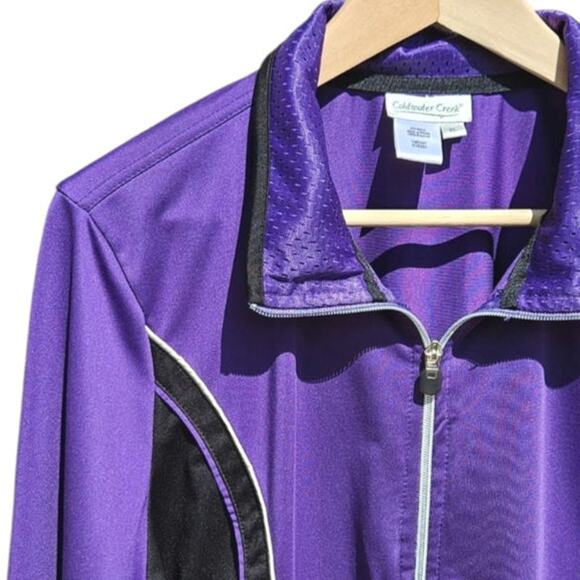 Coldwater Creek Athletic Jacket Full Zip Sporty Purple Black Women's Size XLarge - Picture 2 of 7